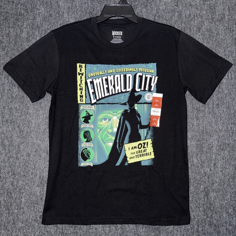 Wicked Emerald City Oz T-Shirt‎ Mens Medium Black Graphic Broadway Musical NWT